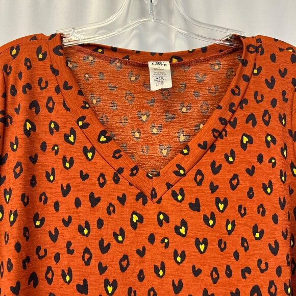 See in Love Women’s Long Sleeve V-Neck Babydoll Dress Rust/Multi Animal Print S - Picture 3 of 8